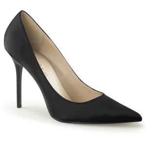 CLASSIQUE-20 Pleaser Black Satin Sexy Single Sole Shoes (Fetish Footwear)