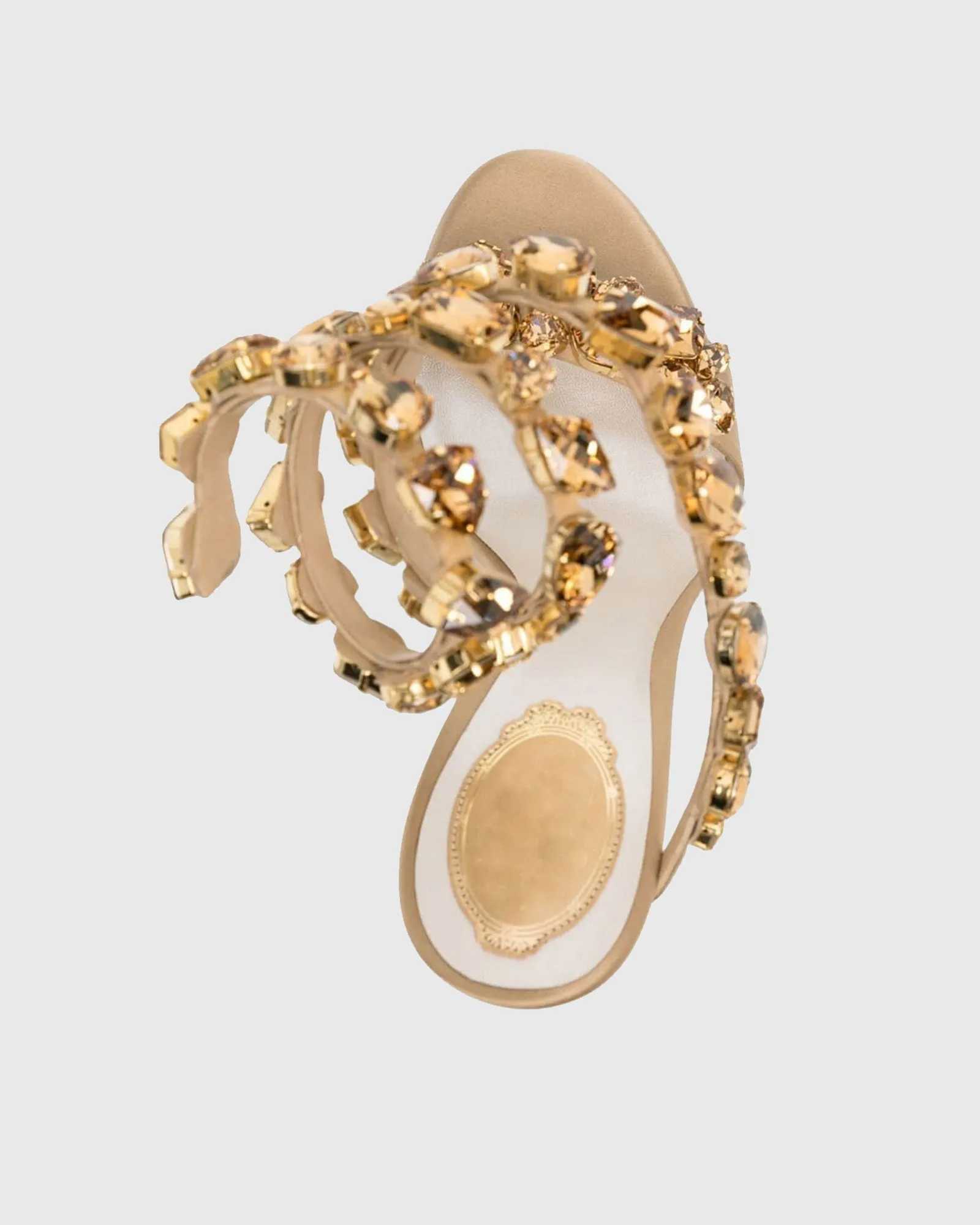 Filide Rhinestone Embellished  Lace Up Sandals In Apricot