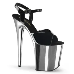 FLAMINGO-809 Pleaser Black/Silver Sexy Platform Shoes (Pole Dancing Heels)