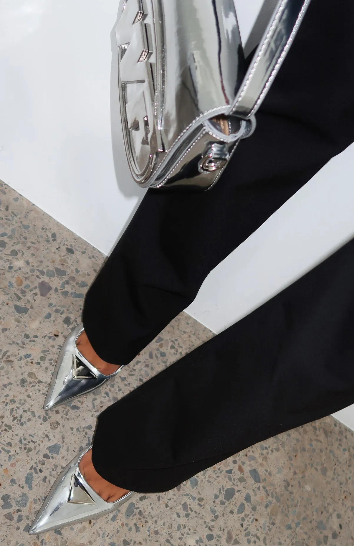 Georgie Slingback Heels Silver