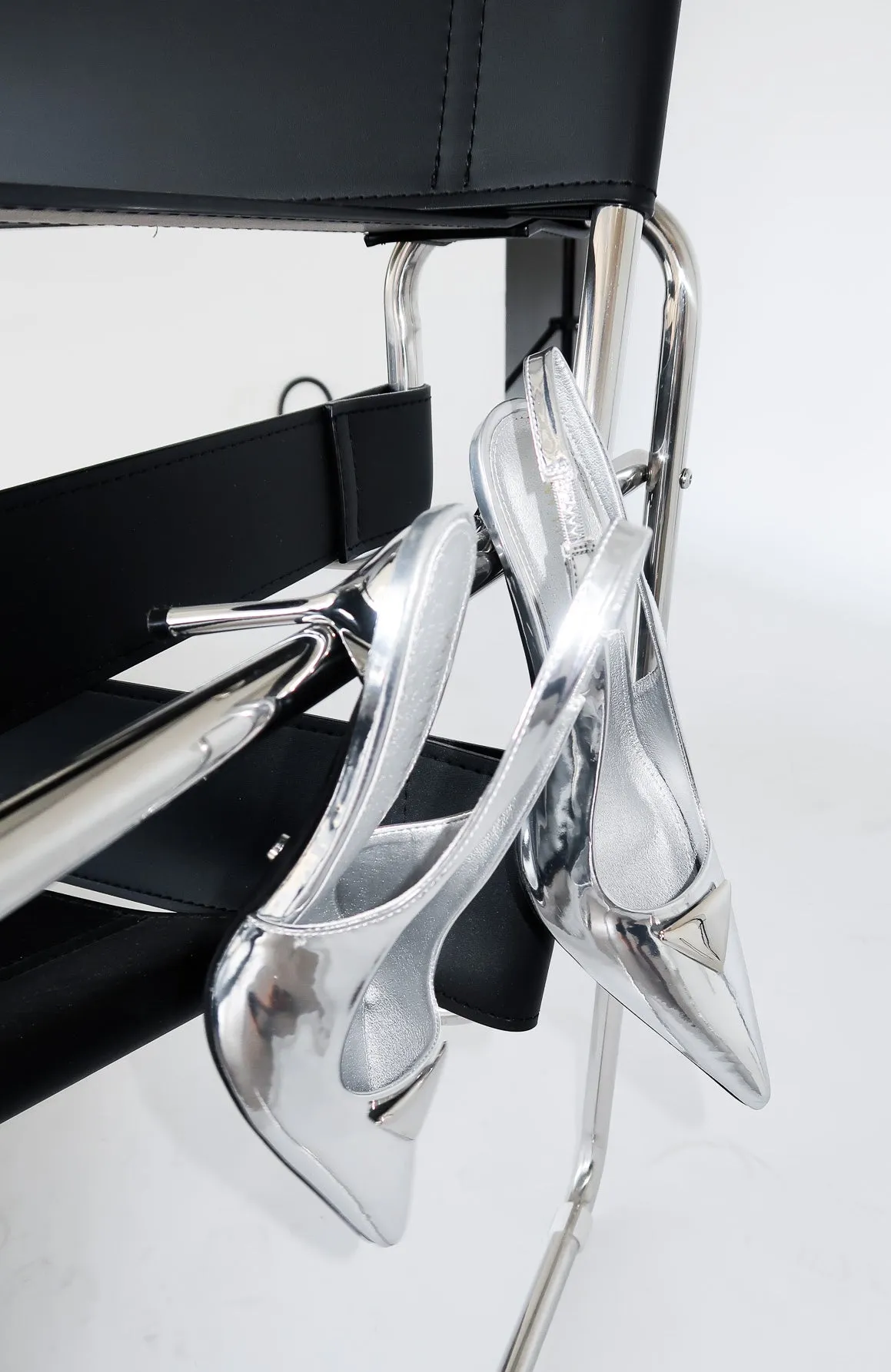 Georgie Slingback Heels Silver