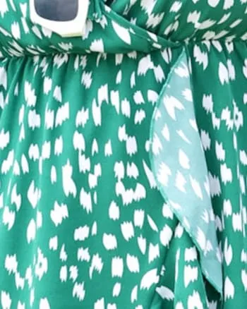 Green Swing Dress with Front Keyhole Neckline | Green