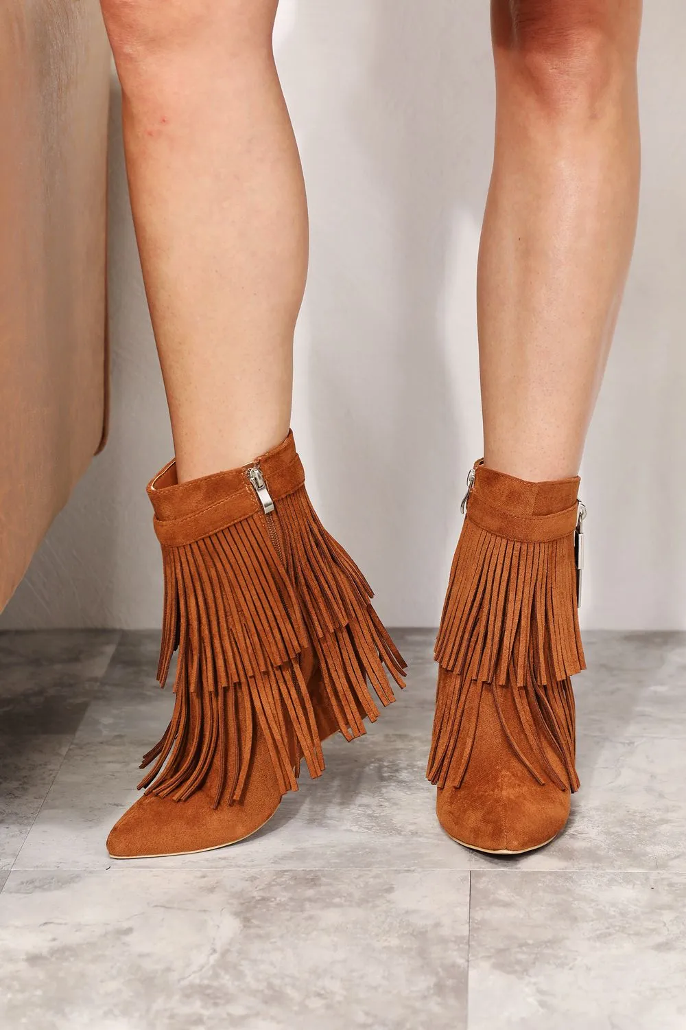 Lanie Tassel Wedge Heel Ankle Booties