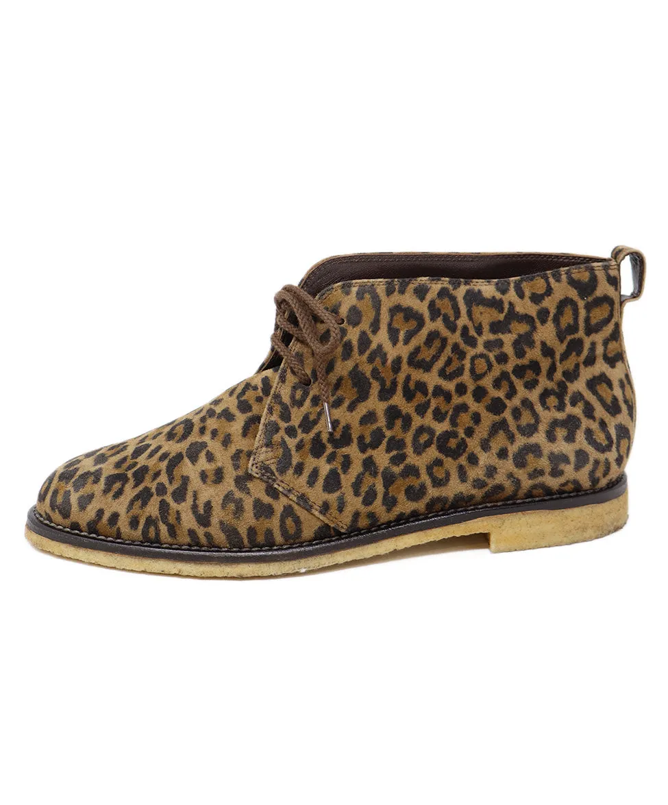 Leopard Print Suede Lace Up Booties sz 10
