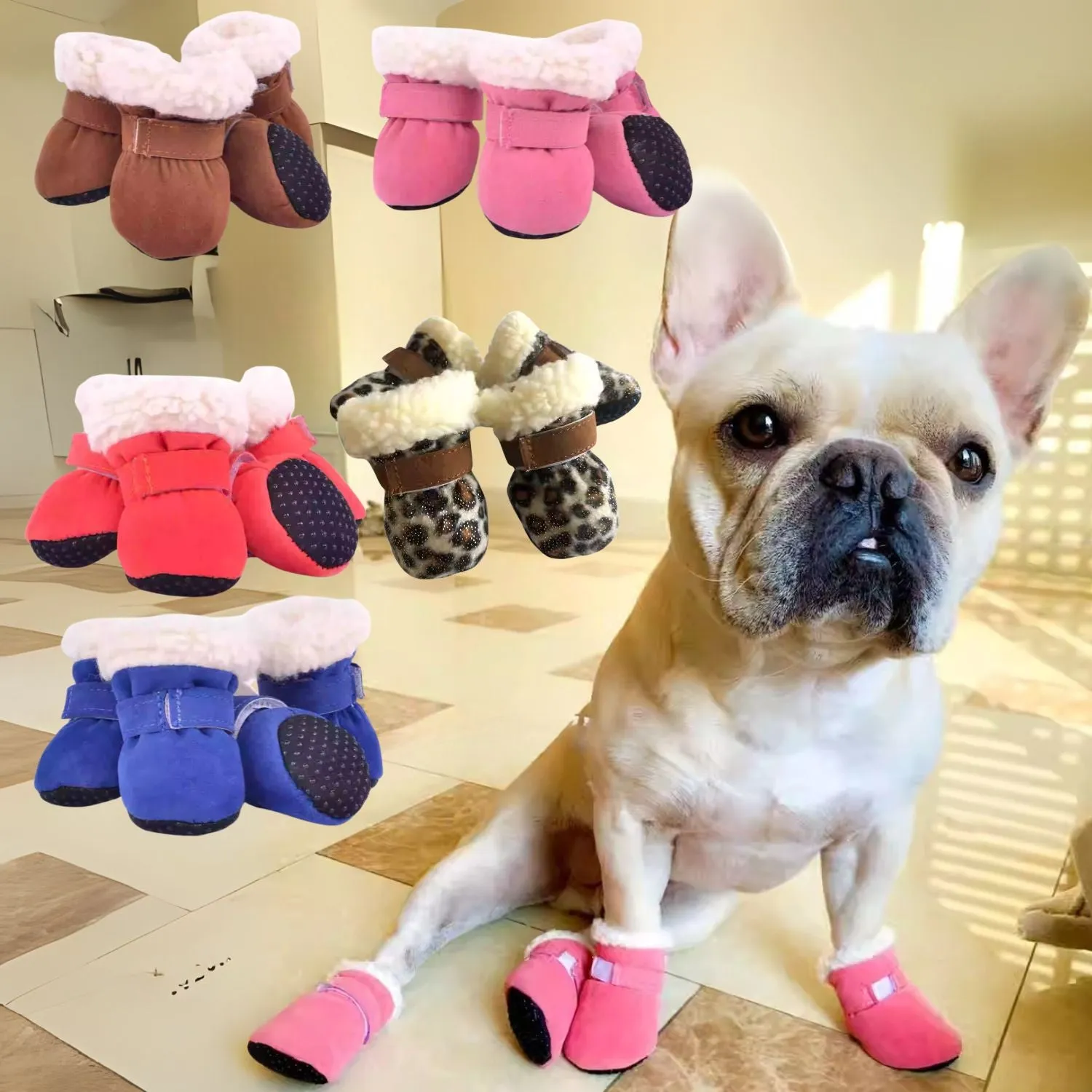 LuxePaw Soft Sole French Bulldog Booties – Stylish and Non-Slip