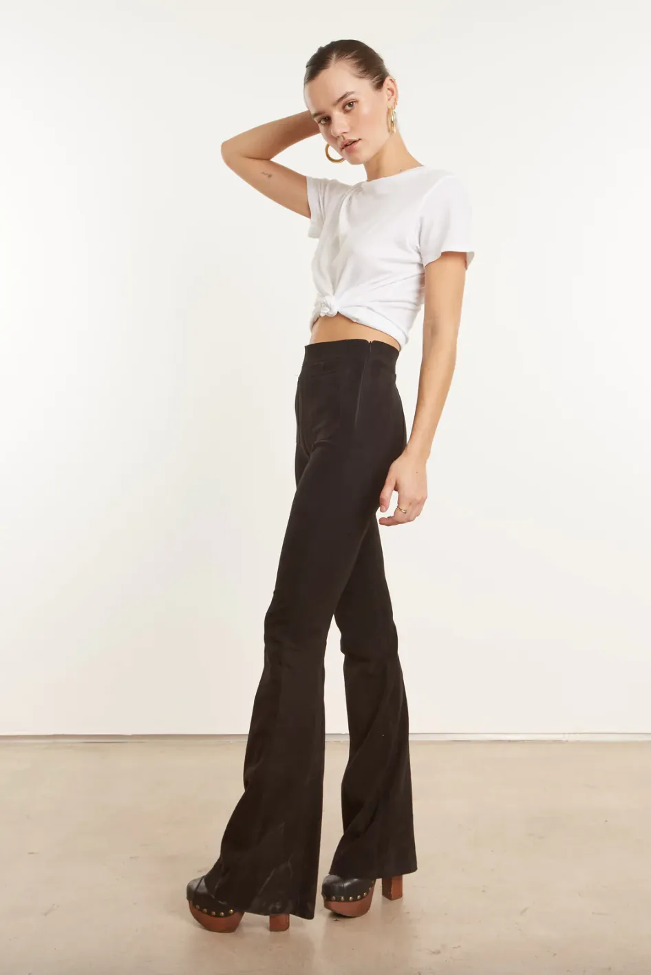 Patch Pocket Suede Super Flare | Black