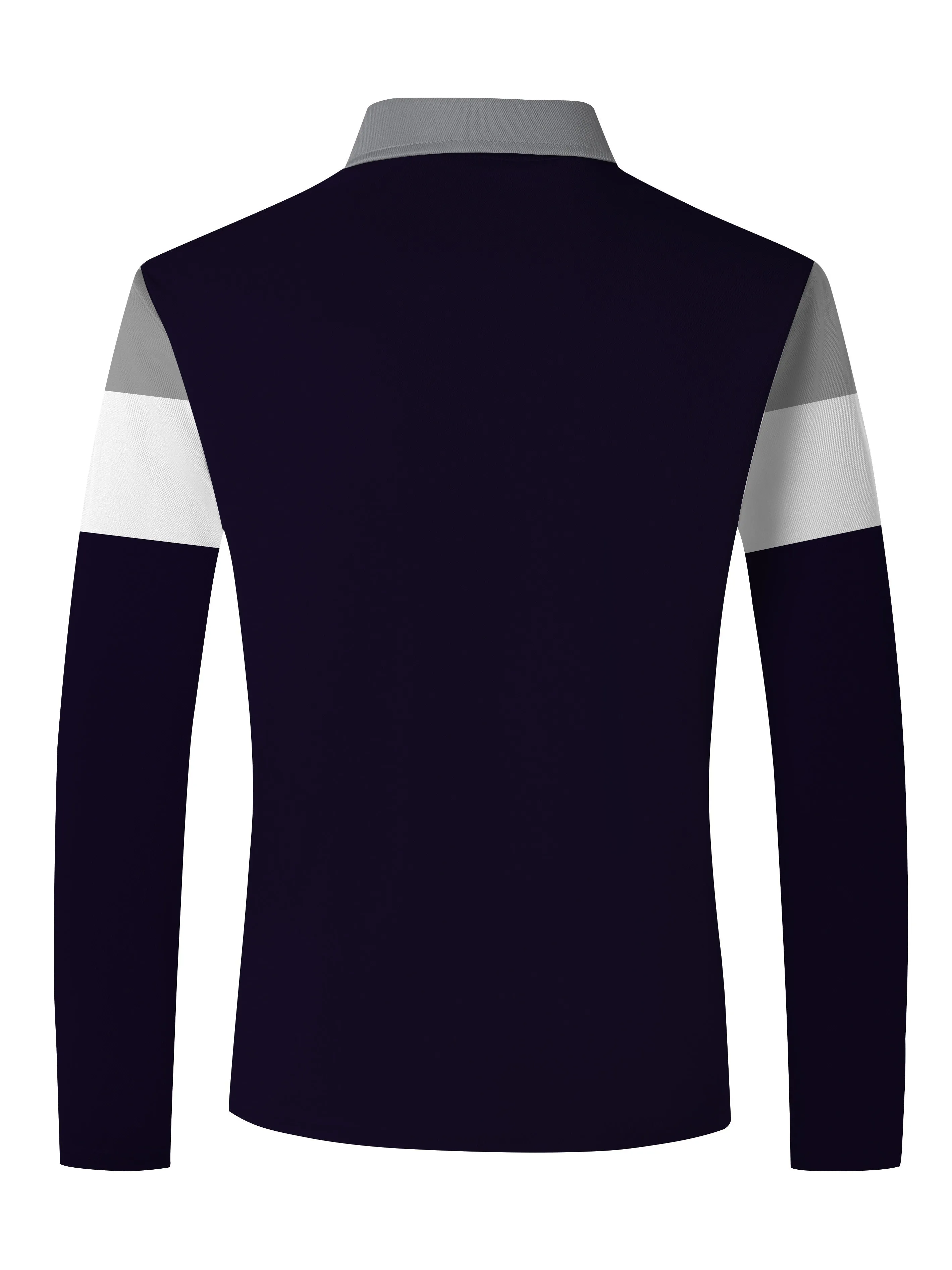Polonik - Heren Poloshirt met Lange Mouwen, Brede Strepen en Knoopsluiting