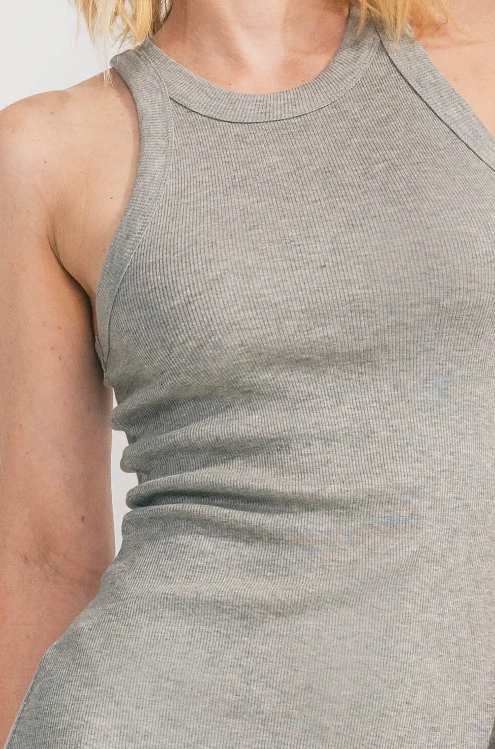 Rib Racer Tank Midi Dress (Heather Grey)