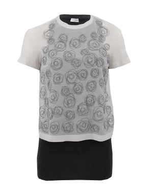 Silk Top with Monili Swirl