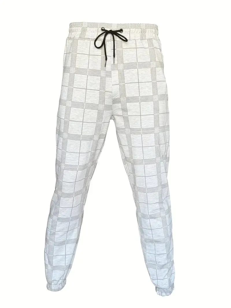 Stijlvolle katoenen geruite Slim-Fit broek met elastische taille en toelopende pijpen