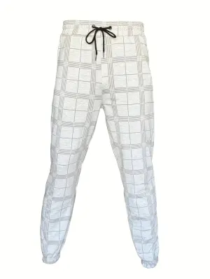 Stijlvolle katoenen geruite Slim-Fit broek met elastische taille en toelopende pijpen