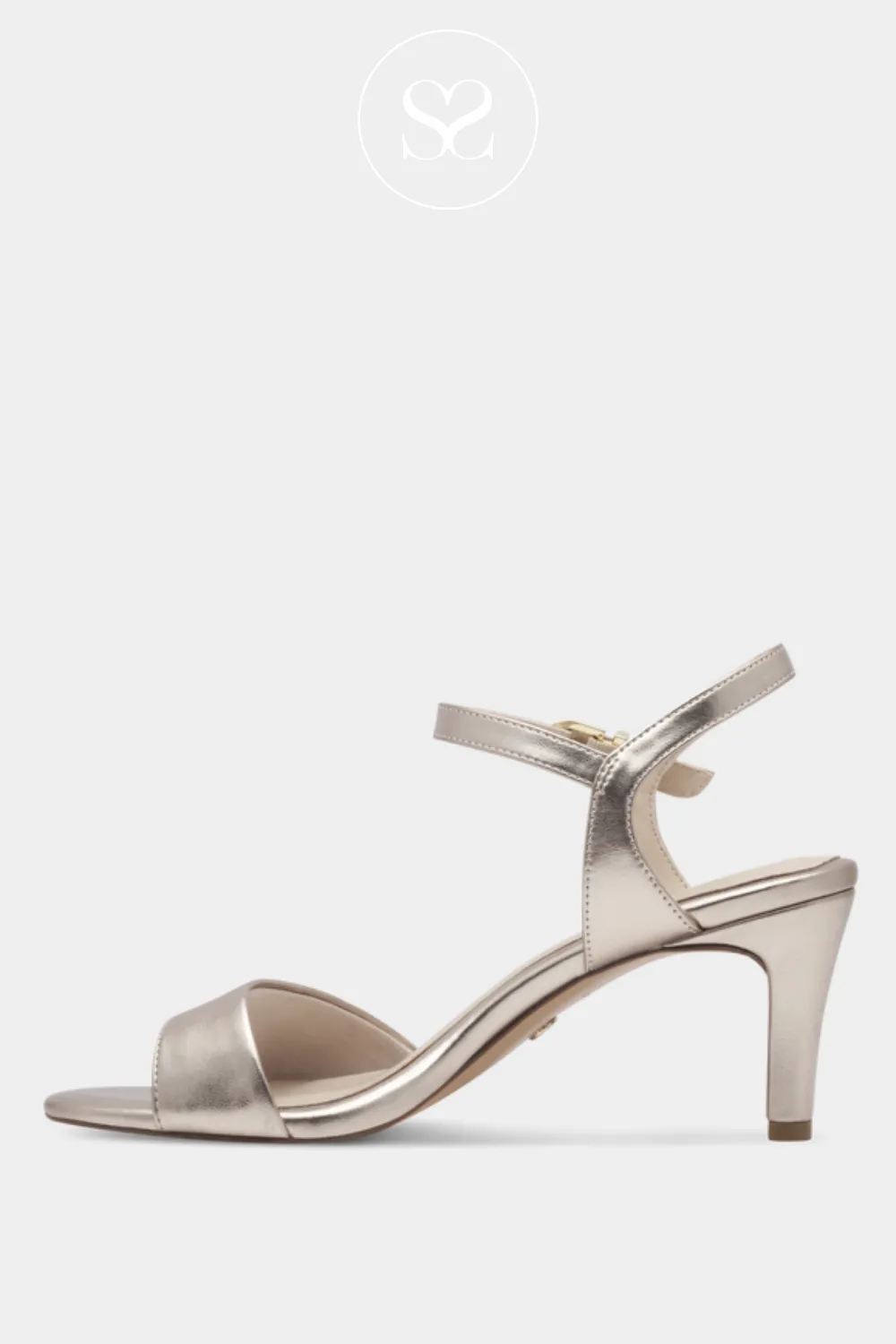 TAMARIS 1-28008-42 LIGHT GOLD BLOCK HEEL SANDALS