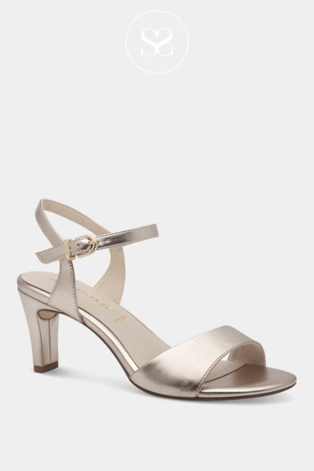 TAMARIS 1-28008-42 LIGHT GOLD BLOCK HEEL SANDALS